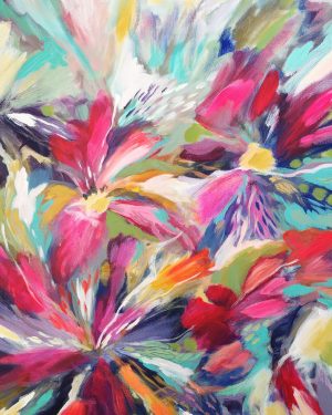"When Autumn Leaves Start to Fall" an original 24x18" colourful abstract painting