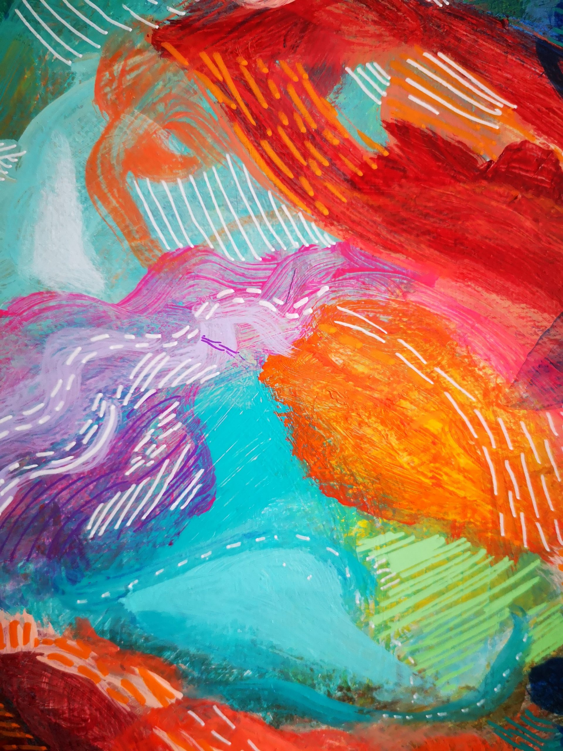”Flow” an Original 50x70cm Colourful Abstract Painting - Image 3